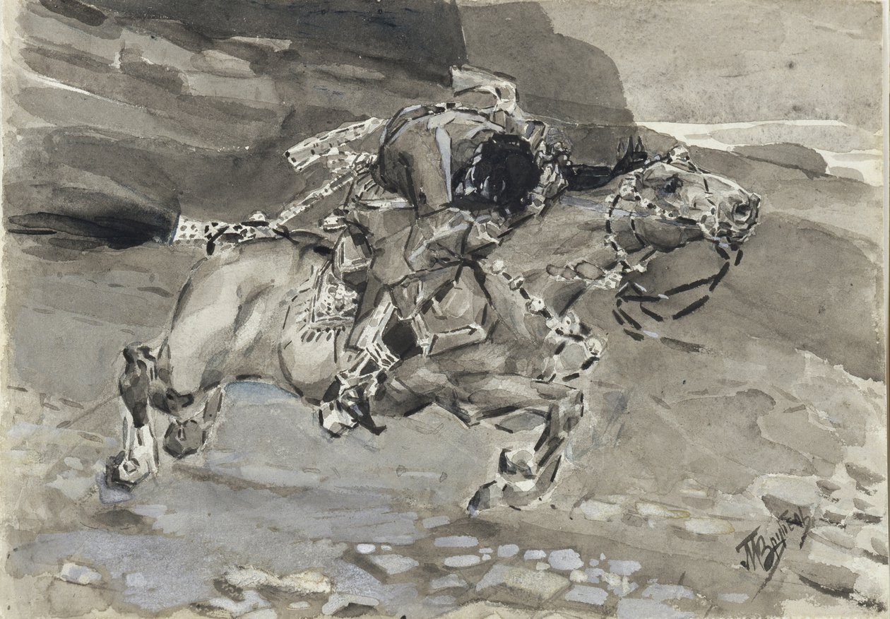 Rytter. Illustrasjon til diktet Demonen av Mikhail Lermontov, 1890-1891 av Mikhail Aleksandrovich Vrubel