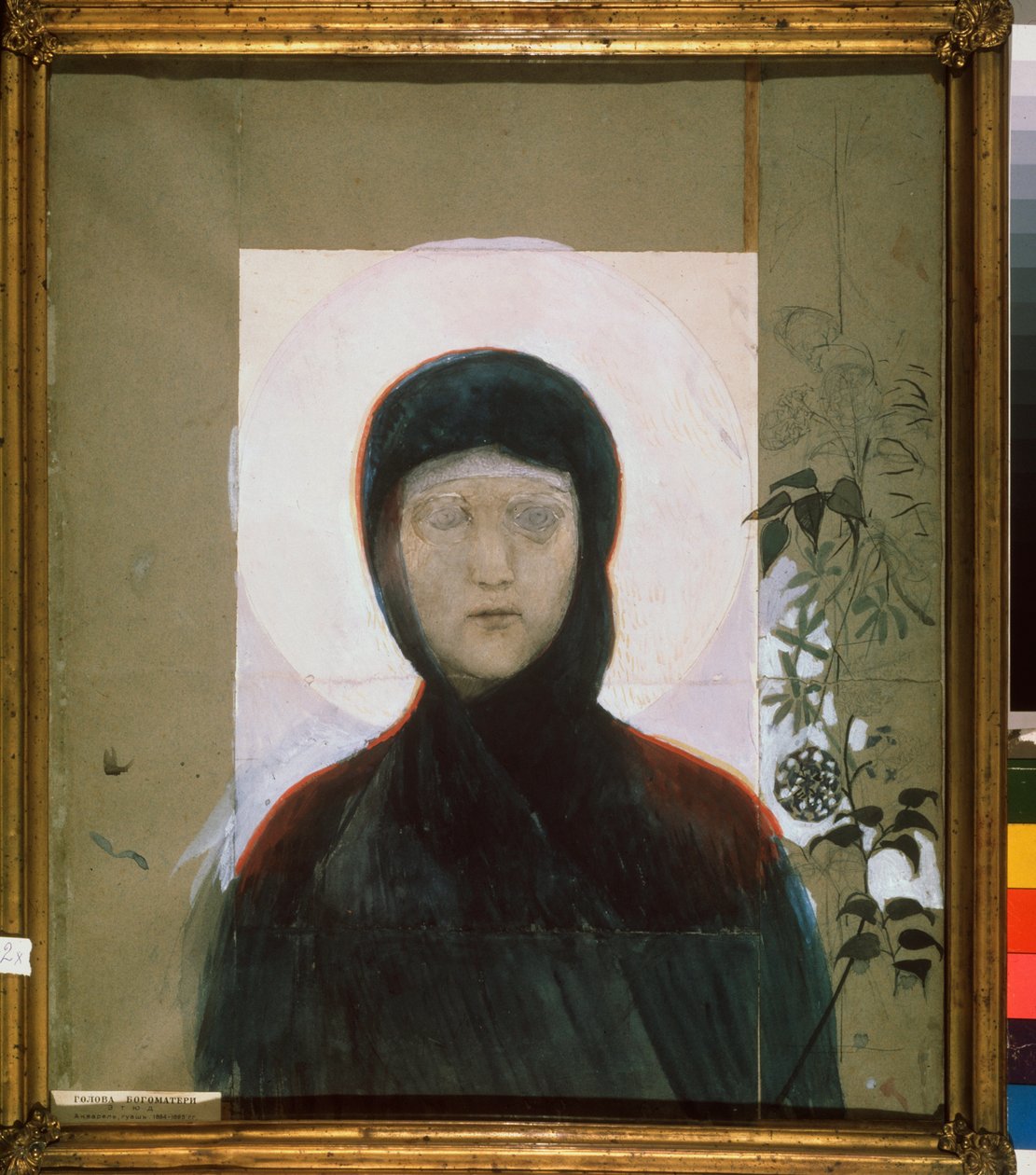 La Vierge (Jomfruen) - Verk av Mikhail Alexandrovich Vrubel (Vrubel) (1856-1910), gouache på papir av Mikhail Aleksandrovich Vrubel