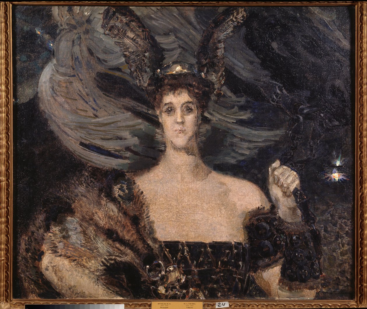 Valkyrien, portrett av kunstneren og skytshelgen grevinne Maria Tenisheva (Valkyrien, portrett av kunstneren og skytsgrevinne Maria Tenisheva) - Maleri av Mikhail Alexandrovich Vrubel (Vrubel) (1856-1910), olje på tøy av Mikhail Aleksandrovich Vrubel
