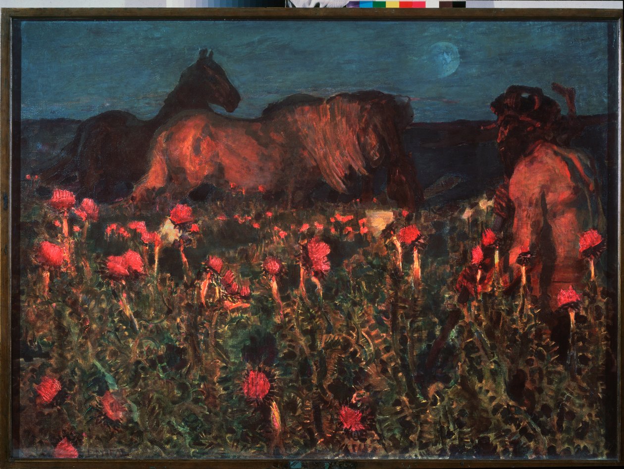 Night is Coming - Maleri av Mikhail Alexandrovich Vrubel (Vrubel) (1856-1910), olje på lerret av Mikhail Aleksandrovich Vrubel