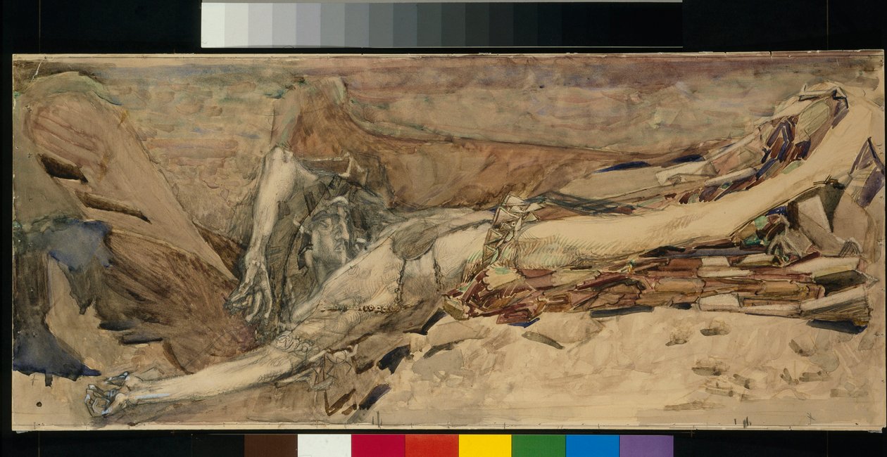 Demonterrassen - Verk inspirert av diktet ""The Demon"" av Mikhail Lermontov (1814-1841) produsert av Mikhail Alexandrovich Vrubel (Vrubel) (1856-1910) av Mikhail Aleksandrovich Vrubel