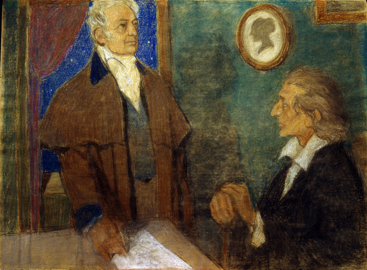 J.W. von Goethe og F. Schiller i Weimar) av Mikhail Dmitrievich Ezuchevsky