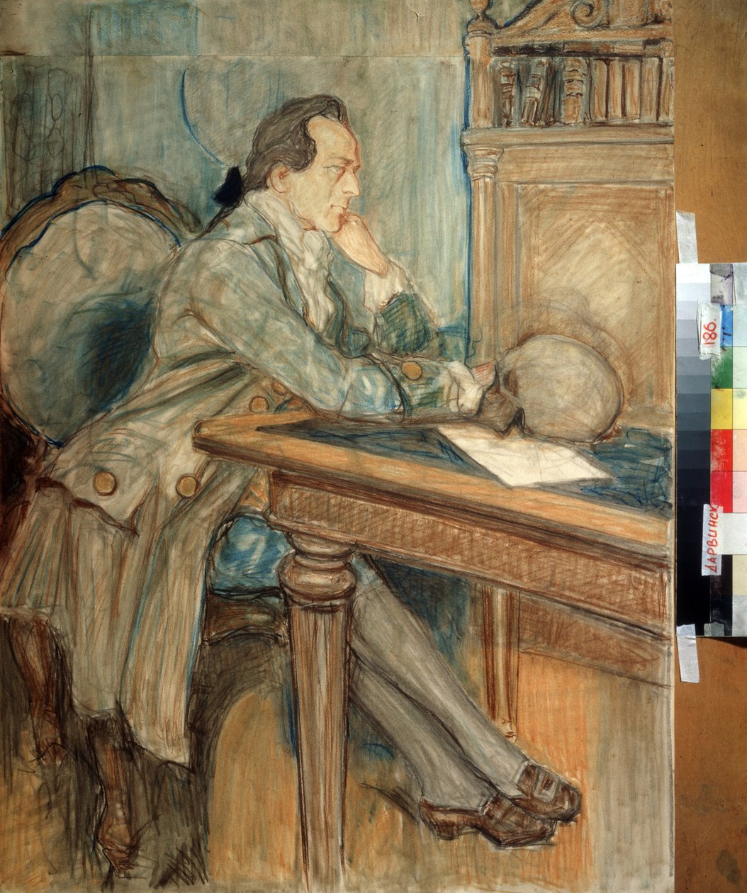 Johann Wolfgang von Goethe (1749-1832) oppdaget det menneskelige intermaxillære beinet 27. mars 1784 (Johann Wolfgang von Goethe oppdaget det menneskelige intermaxillære beinet 27. mars av Mikhail Dmitrievich Ezuchevsky
