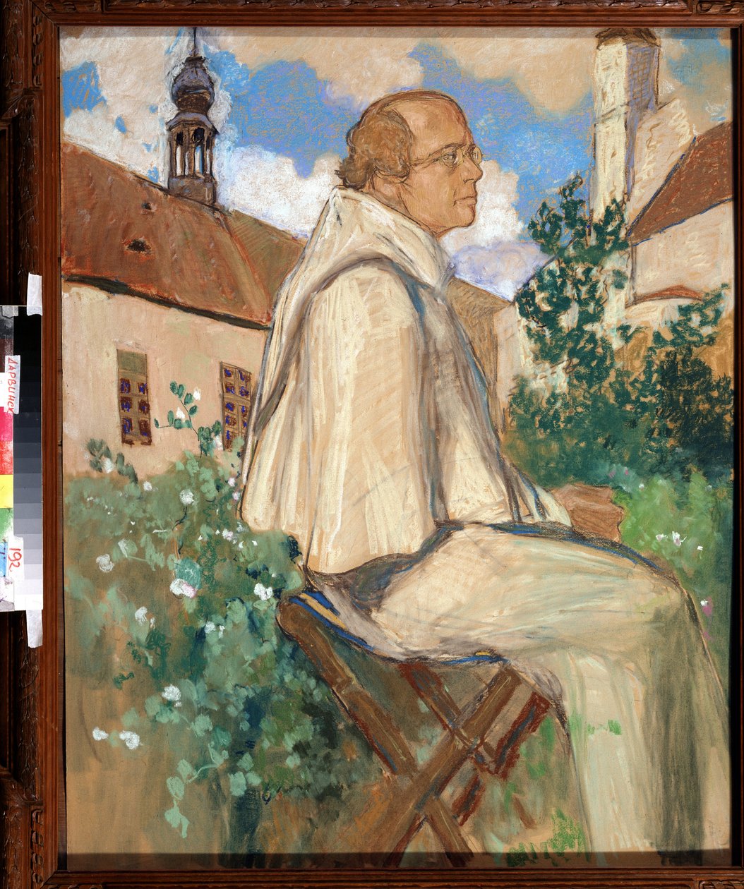 ""Portrett av Johann Gregor Mendel (1822-1884), tsjekkisk munk og botaniker, grunnlegger av genetikk"" Maleri av Mikhail Dmitrievich Ezuchevsky (1880-1928) 1926 State Darwin Museum, Moskva av Mikhail Dmitrievich Ezuchevsky