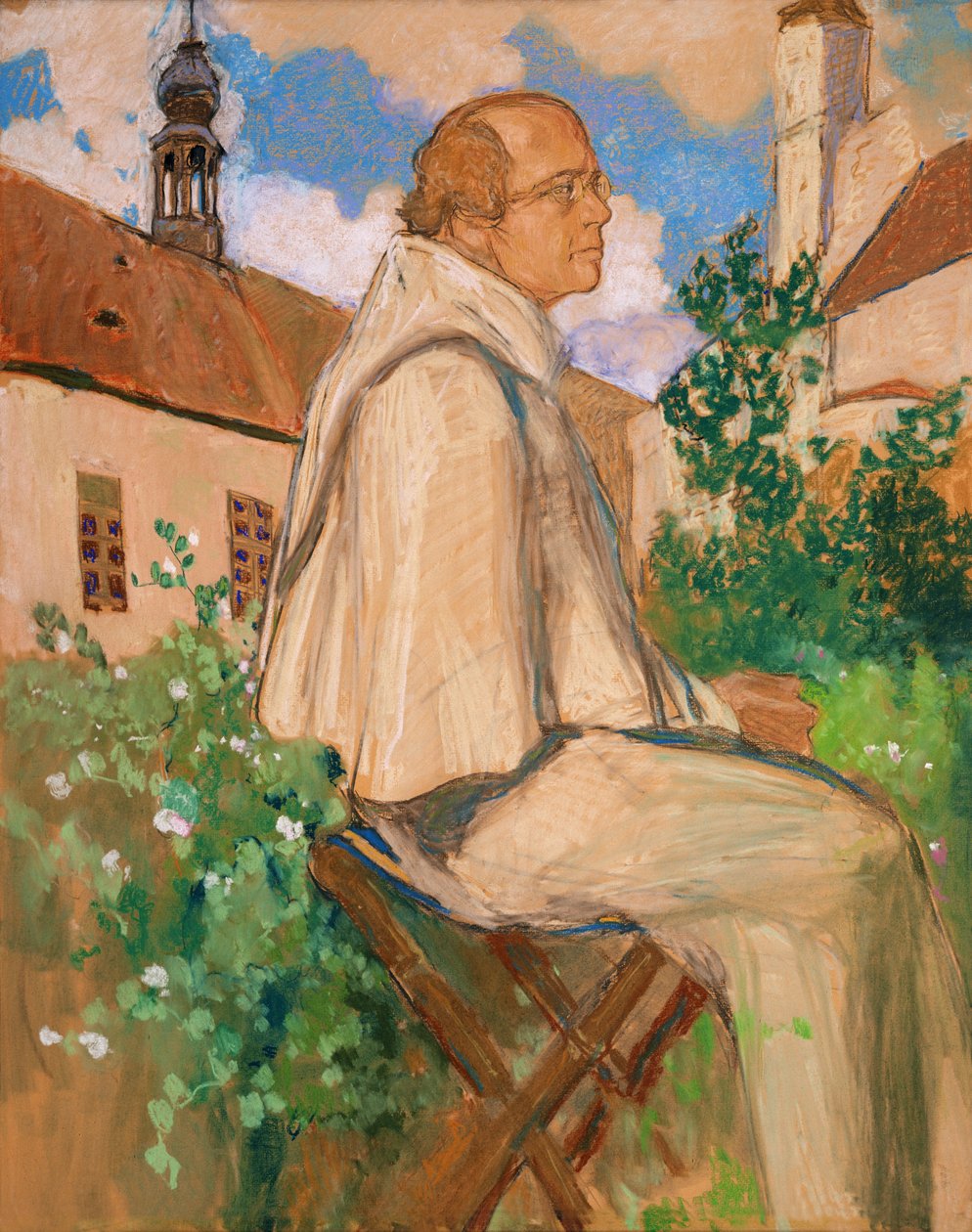 Portrett av genetikeren Johann Gregor Mendel, 1926 (pastell på papir) av Mikhail Dmitrievich Ezuchevsky