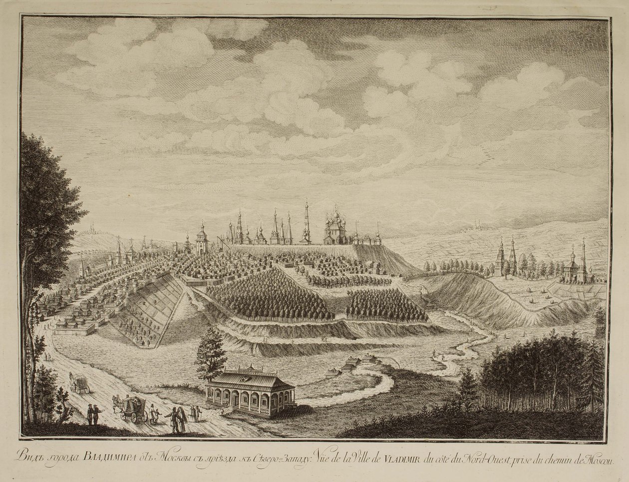 Utsikt over Vladimir-byen, 1769 av Mikhail Ivanovich Makhaev