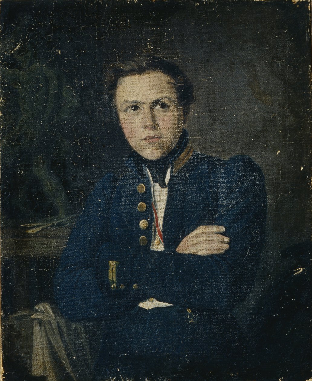 Portrett av billedhuggeren Alexander Ivanovich Terebenev 1812-1859, 1835 av Mikhail Ivanovich Skotti