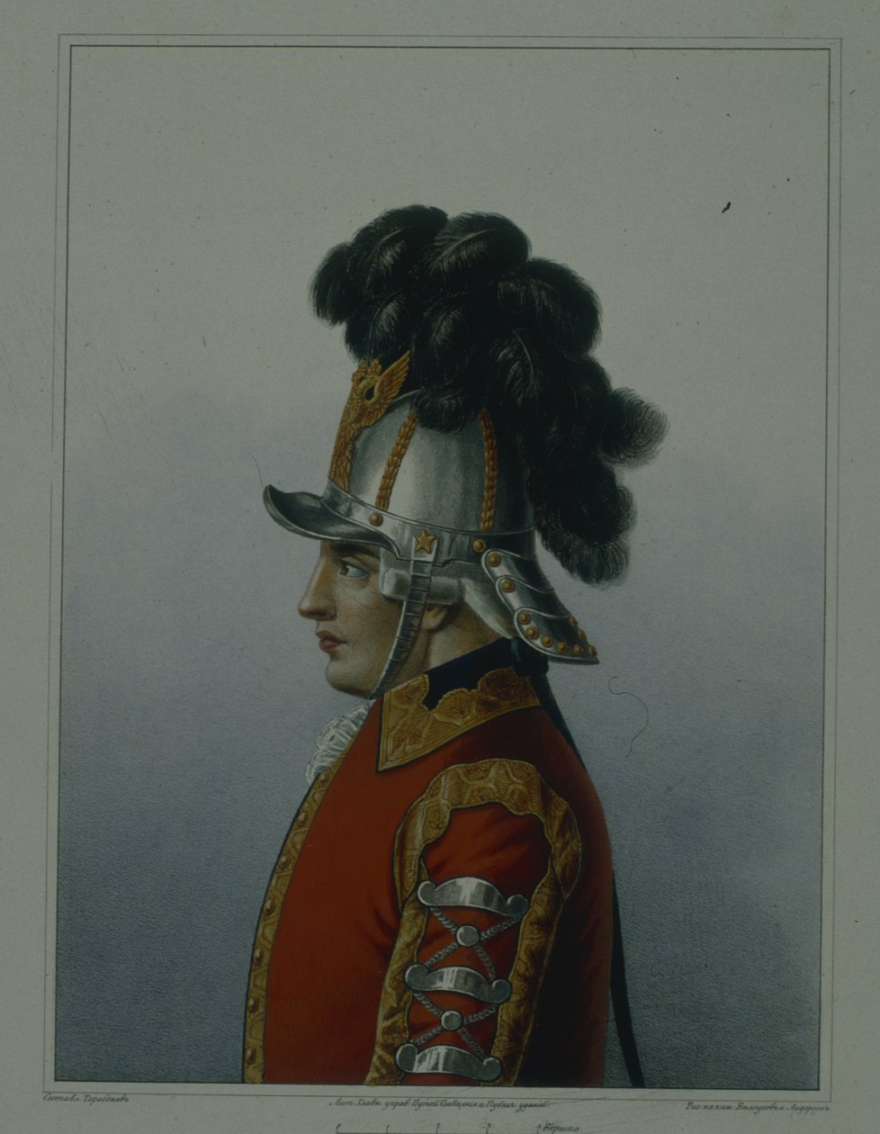 Hjelm fra Life Guards kavaleriregiment i 1764-1796, tidlig på 1840-tallet av Mikhail Ivanovich Terebenev