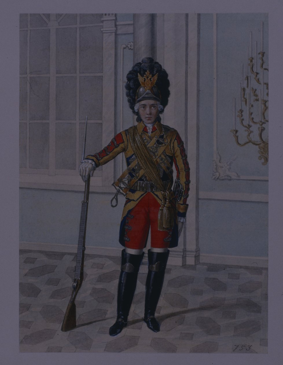 Offiser for Life Guards kavaleriregiment i 1764-1796, tidlig på 1840-tallet av Mikhail Ivanovich Terebenev