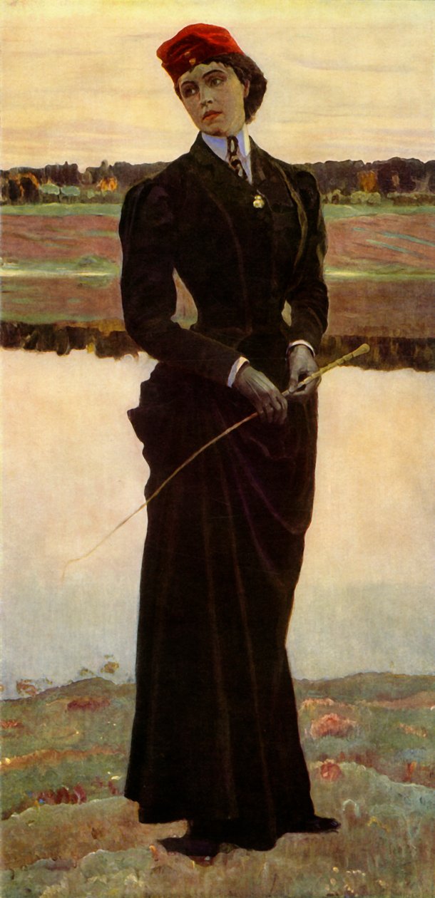 portrett av Olga Mihaylovna Nesterova-Shretera, kunstnerens døtre, 1906, 1965. av Mikhail Nesterov