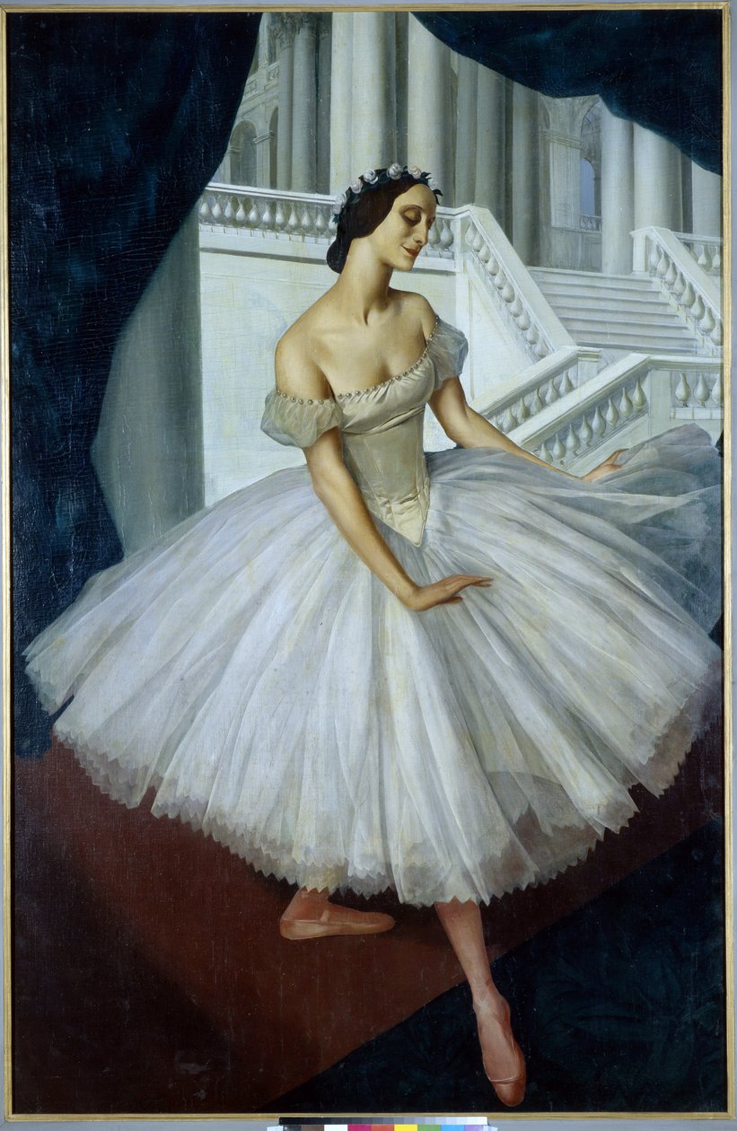 Portrett av ballerinaen Anna Pavlova (1881-1931) (The Ballerina Anna Pavlova) - Maleri av Alexandre Evguenievitch Jacovieff (Alexander Yevgenyevich Yakovlev or Iacovieff) (1887-1938), olje på lerret (190x121,5 cm) av Mikhail Nikolayevich Yakovlev