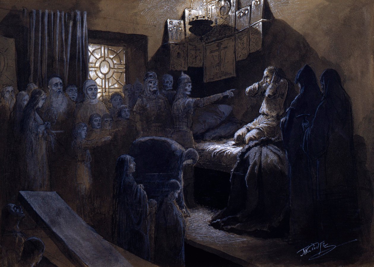 Ivan den grusomme og spøkelsene til hans ofre, 1800- eller begynnelsen av 1900-tallet av Mikhail Petrovich Klodt