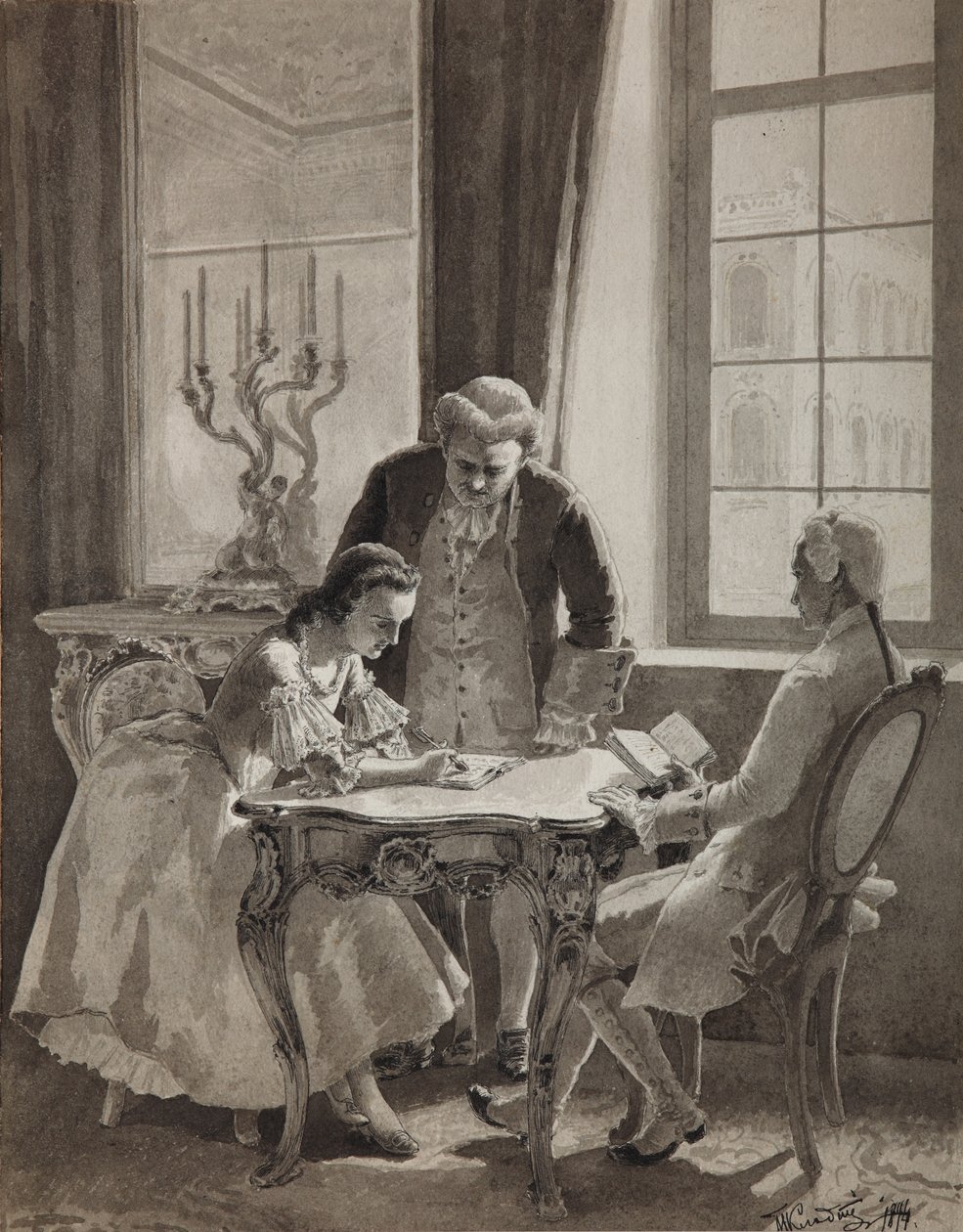 Russisk språkleksjon av keiserinne Catherine II, 1894 av Mikhail Petrovich Klodt Baron