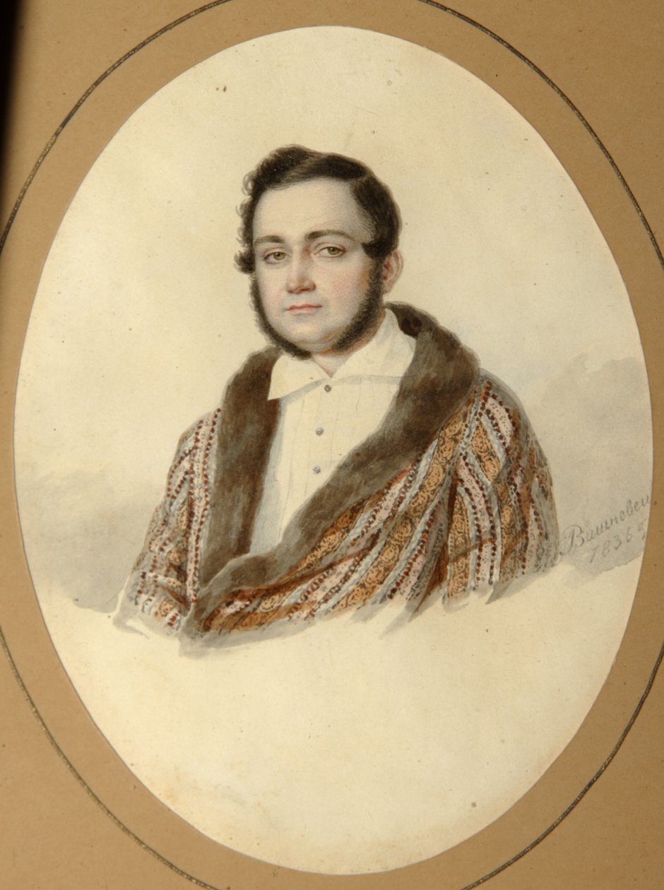 Portrett av Yakov Nikolayevich Kalinovsky 1814-1903, 1836 av Mikhail Prokopyevich Vishnevitsky