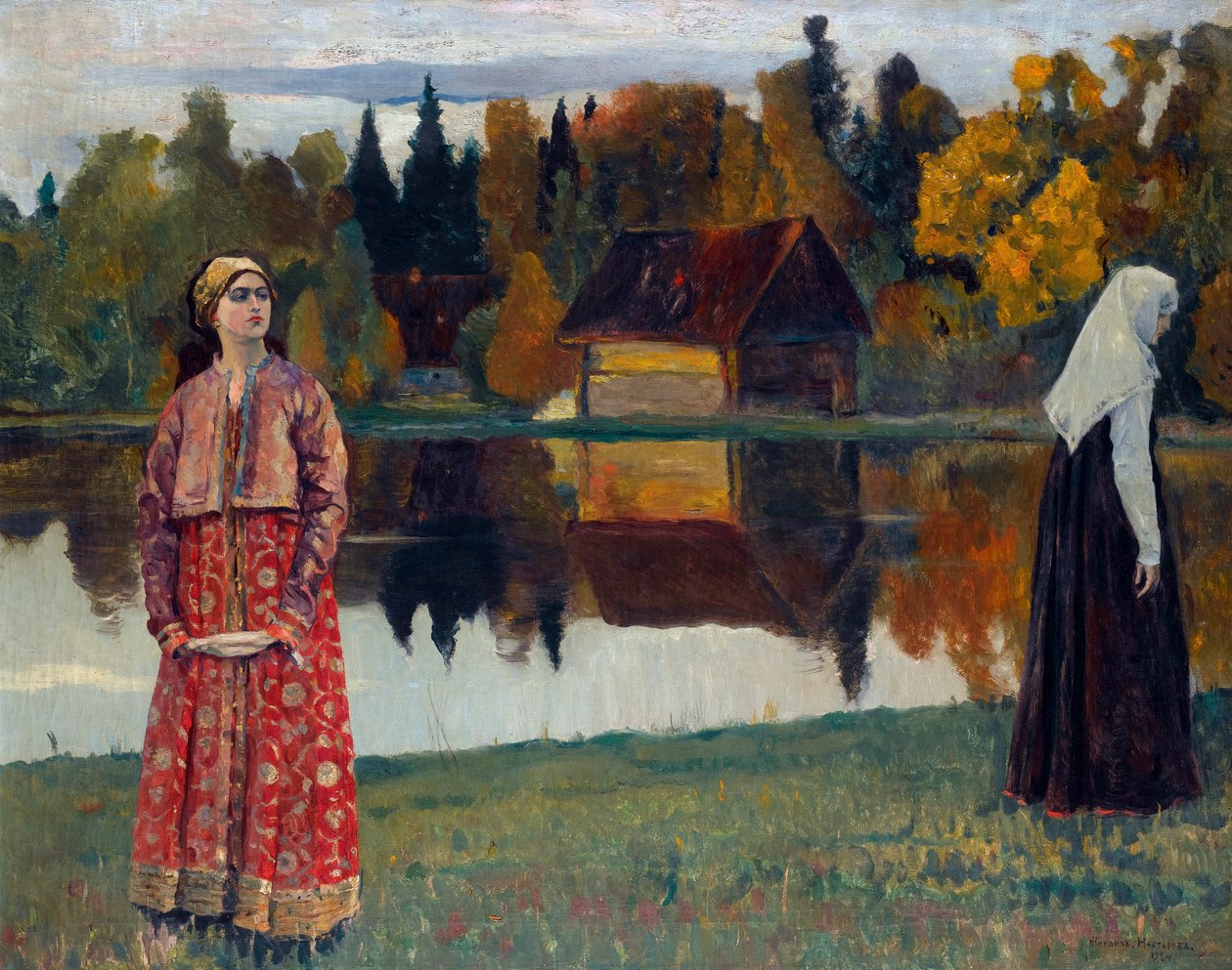 ""Pres du lac"" (Ved innsjøen) Peinture de Mikhail Nesterov (1862-1942) av Mikhail Vasilievich Nesterov