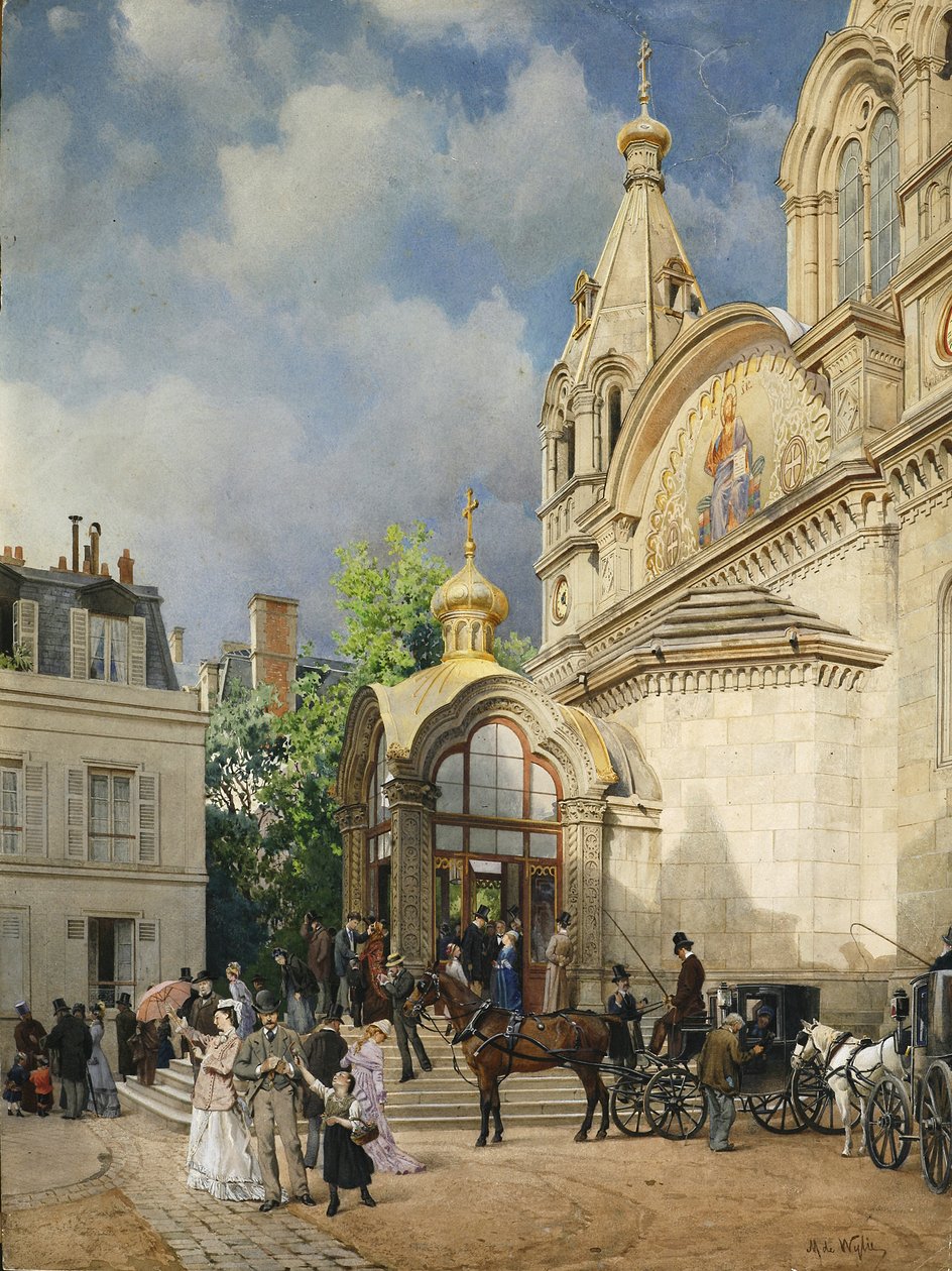 Kommer ut av en kirke, 1870-1880-tallet av Mikhail Yakovlevich Villie
