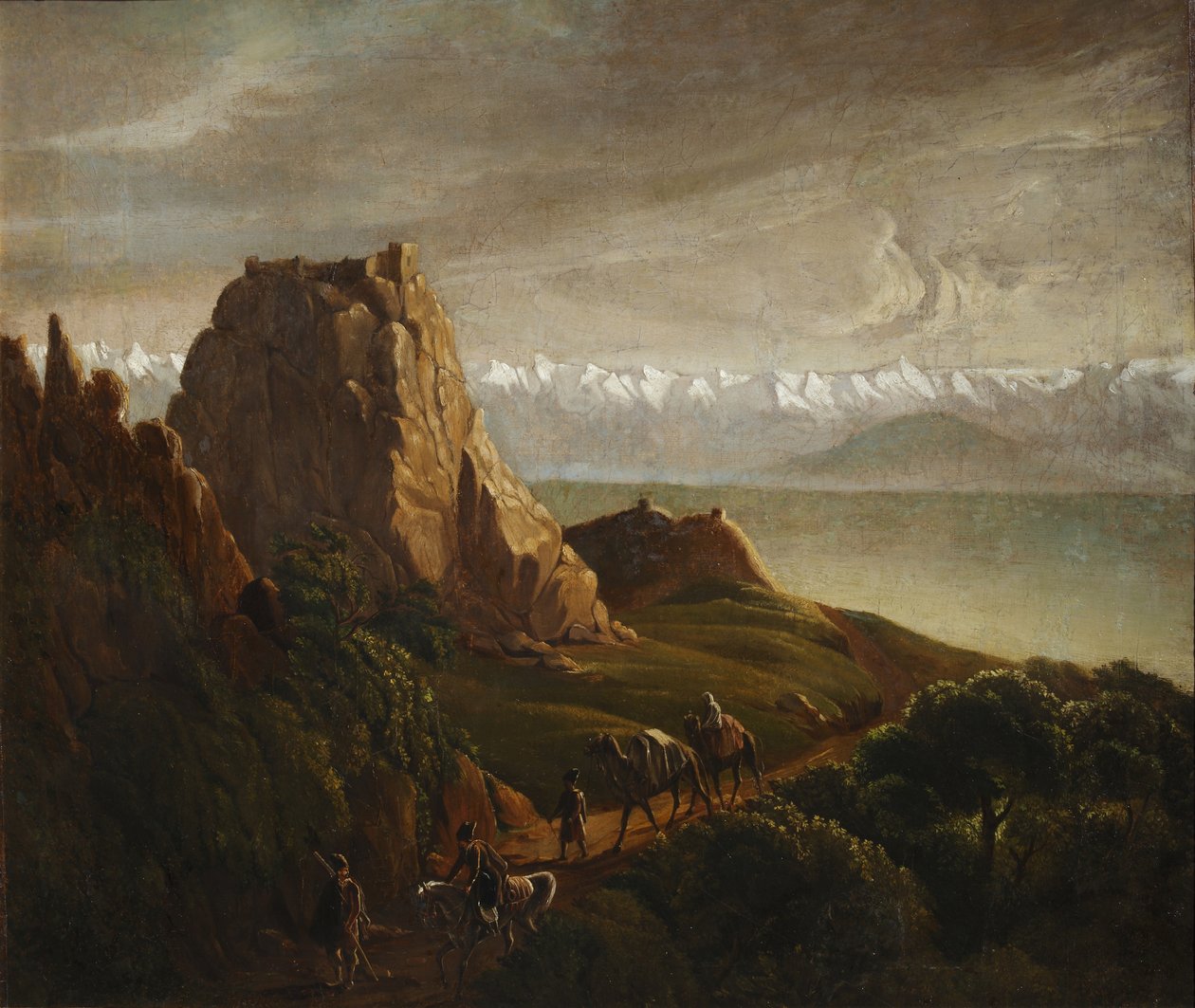 Kaukasisk landskap med kameler, 1837-1838 av Mikhail Yuryevich Lermontov