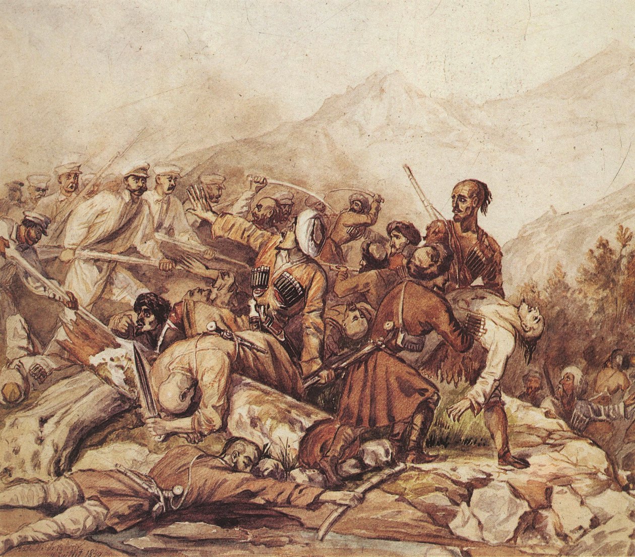 Slaget ved Valerik-elven 11. juli 1840, 1840 av Mikhail Yuryevich Lermontov