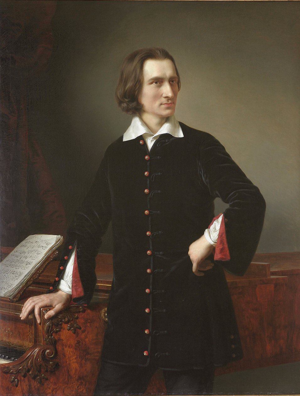 Portrett av Franz Liszt (1811-1886), ungarsk komponist og pianist - Portrett av Franz Liszt - Maleri av Miklos Barabas (1810-1898) 1847 Ungarsk nasjonalmuseum, Budapest av Miklós Barabás