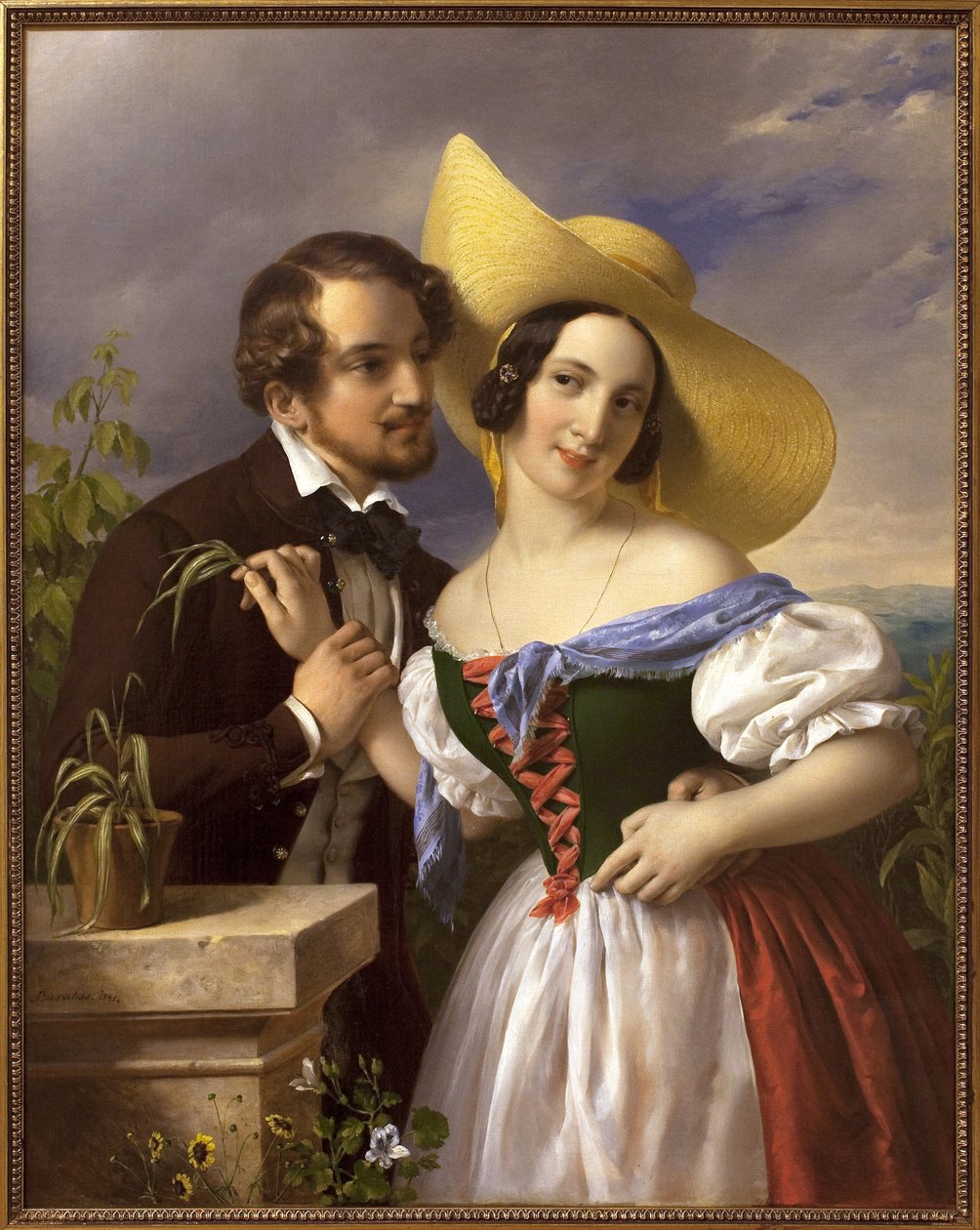 Kjærlighetsspøken Scene med forførelse og flørting. Maleri av Miklos Barabas (1810-1898), olje på lerret av Miklós Barabás
