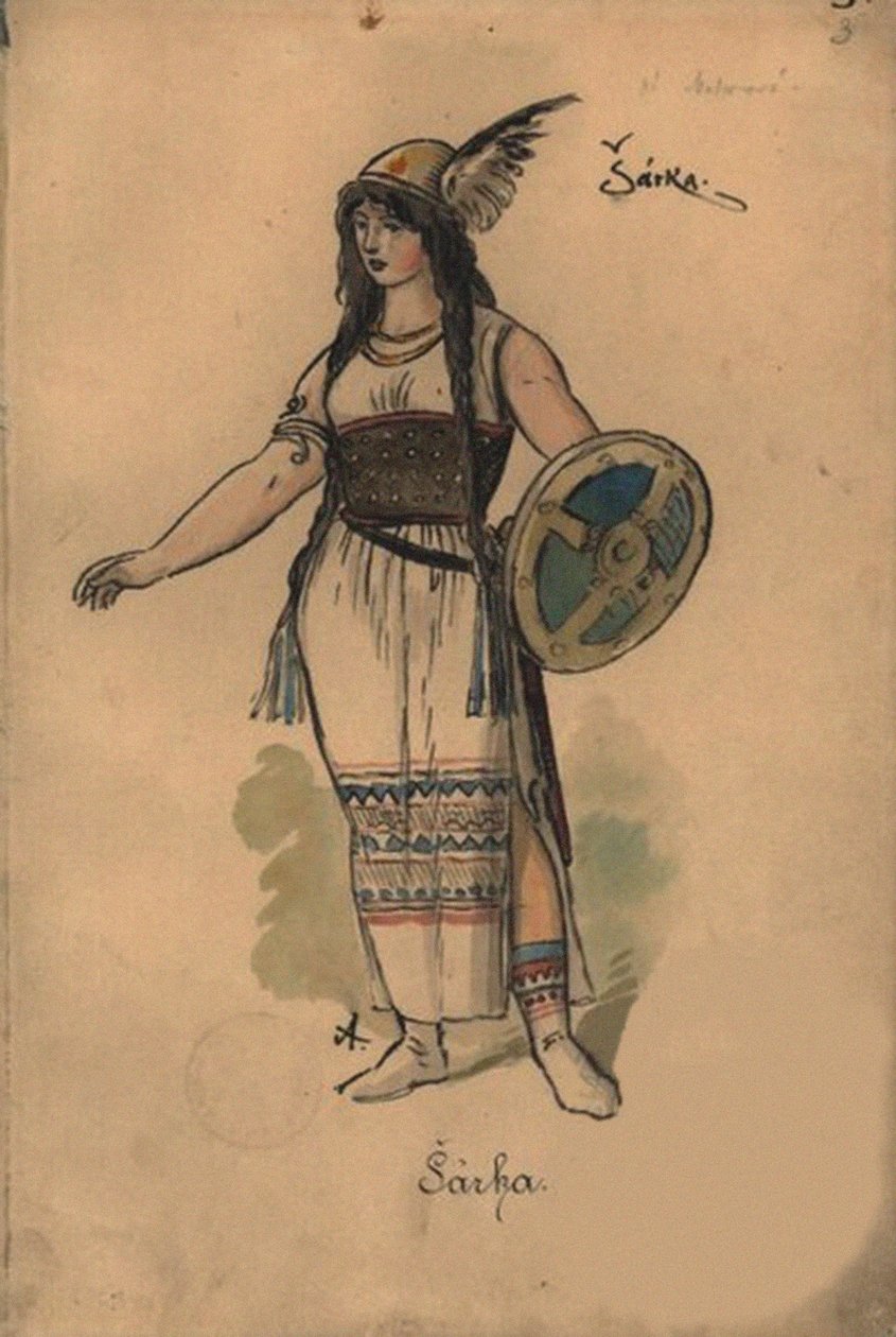 Sarka. Kostymedesign for operaen Sarka av Zdenek Fibich, 1897. av Mikolas Ales
