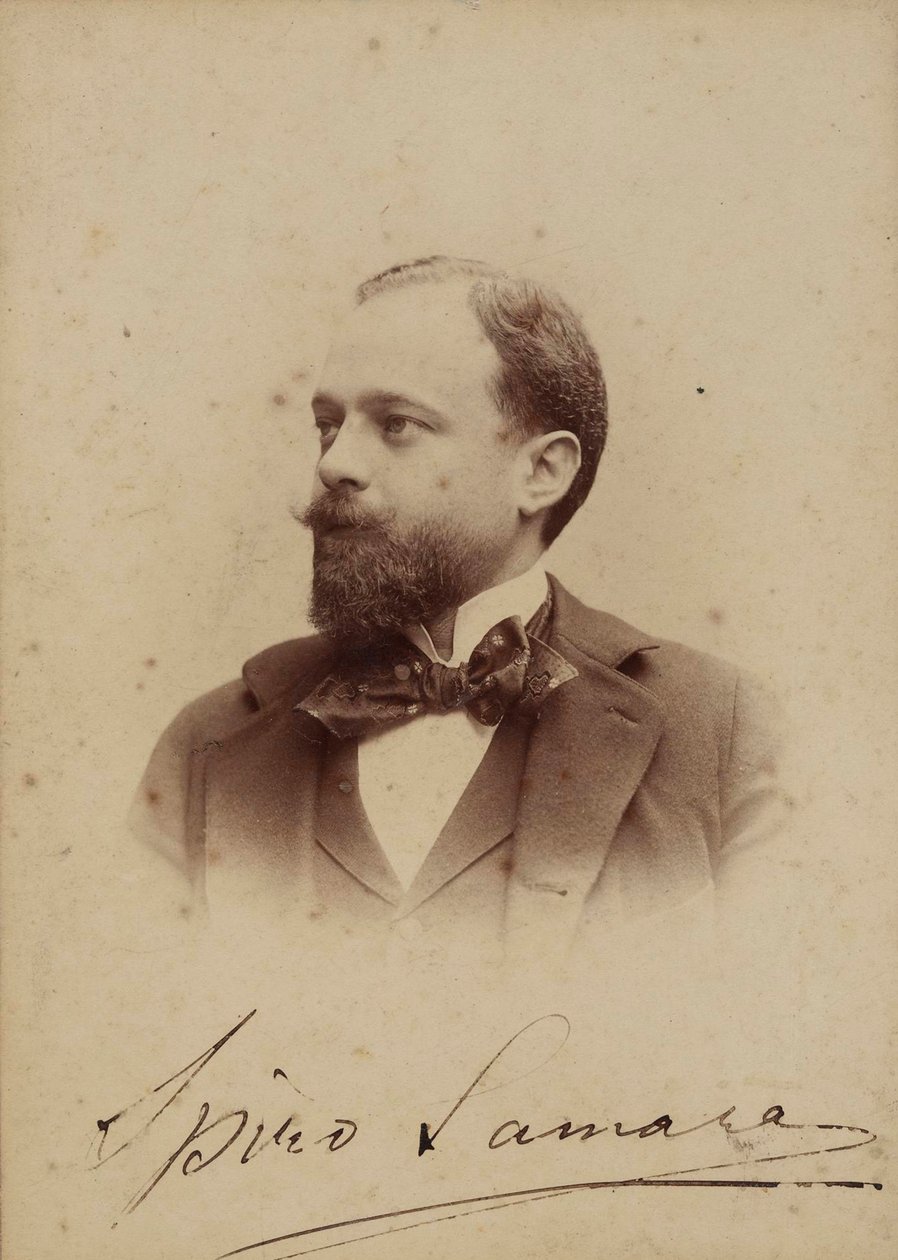 Portrett av komponisten Spyridon Samaras 1861-1917, ca 1894. av Milano . Guigoni and Bossi