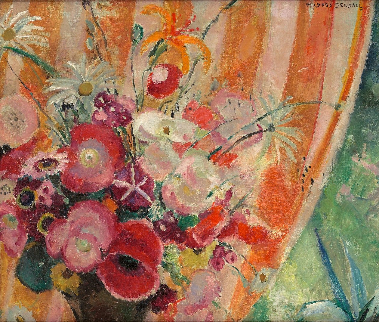 Oransje stripete gardin, ca.1926 av Mildred Bendall