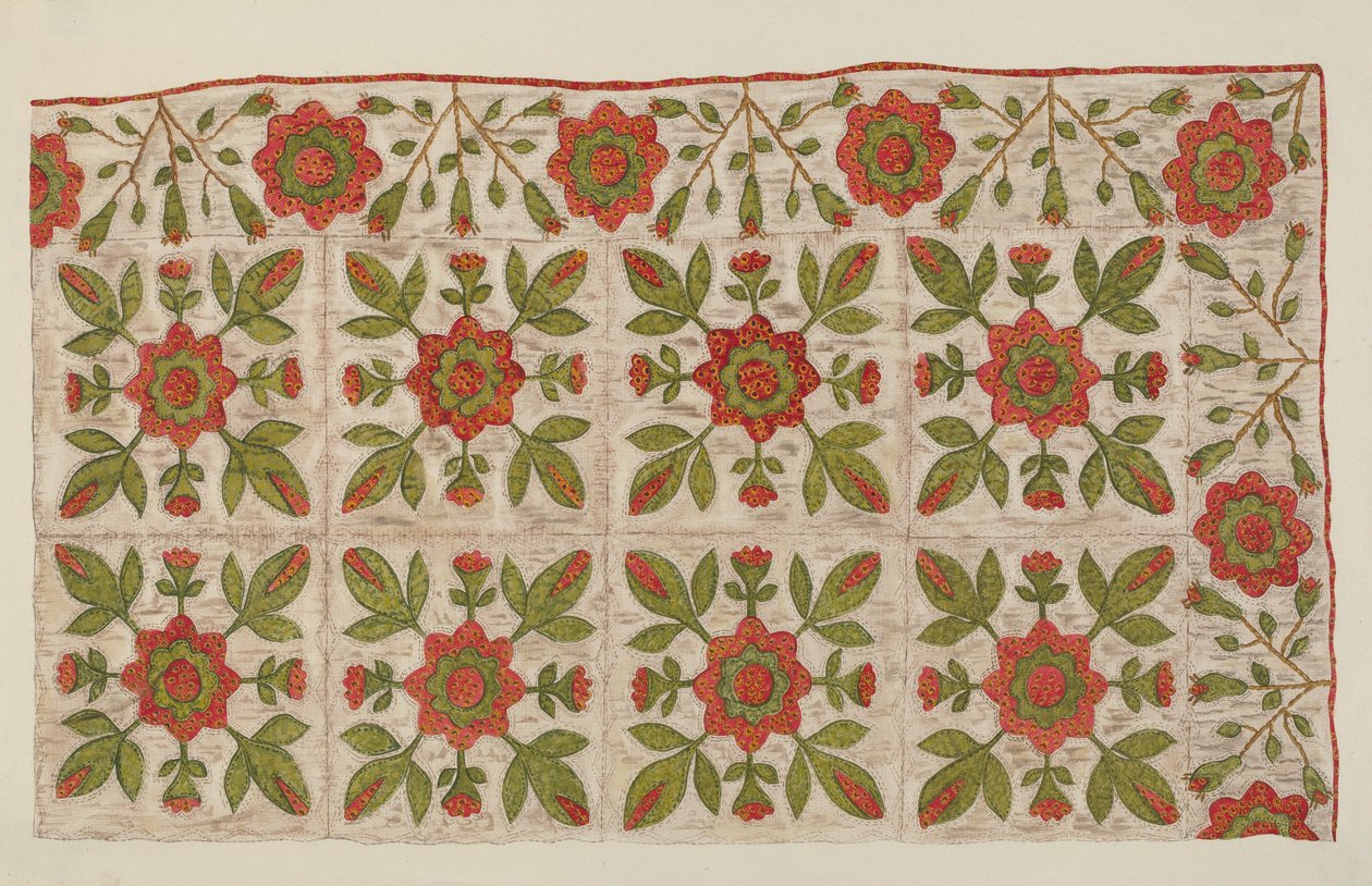 Applikert quilt av Mildred E. Bent