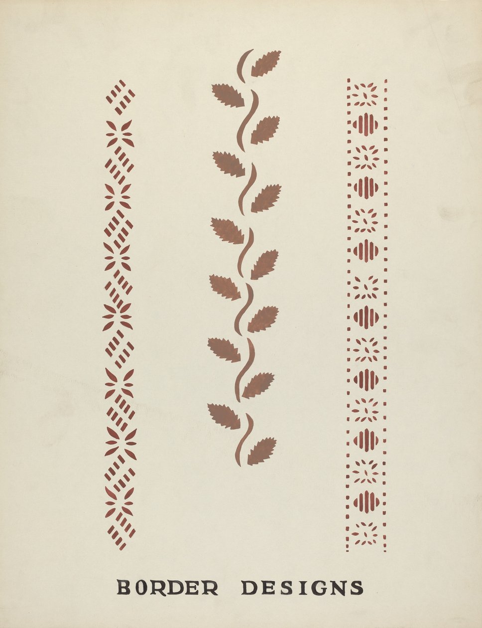 Kantdesign fra den foreslåtte porteføljen "Maine Wall Stencils" av Mildred E. Bent