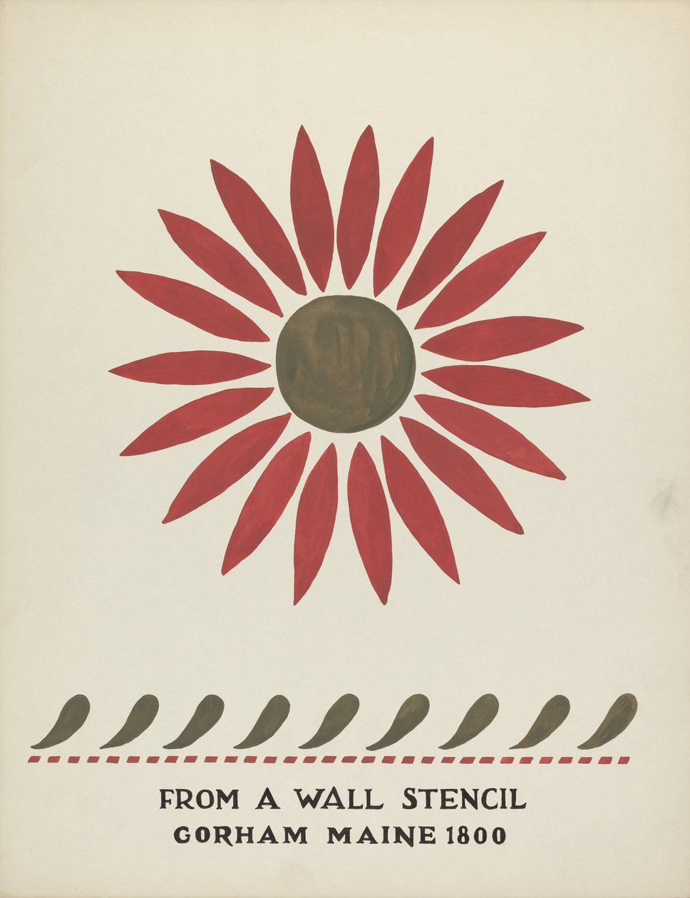 Design fra Gorham, Maine 1800: fra den foreslåtte porteføljen "Maine Wall Stencils" av Mildred E. Bent