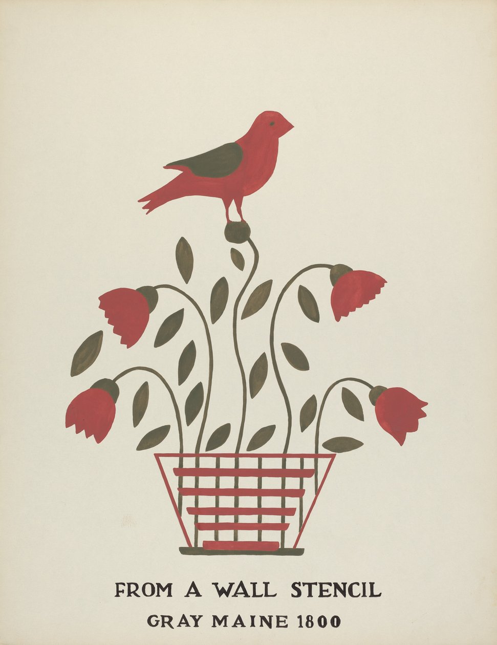 Design fra Gray, Maine 1800 (nr. 2): Fra foreslått portefølje "Maine Wall Stencils" av Mildred E. Bent