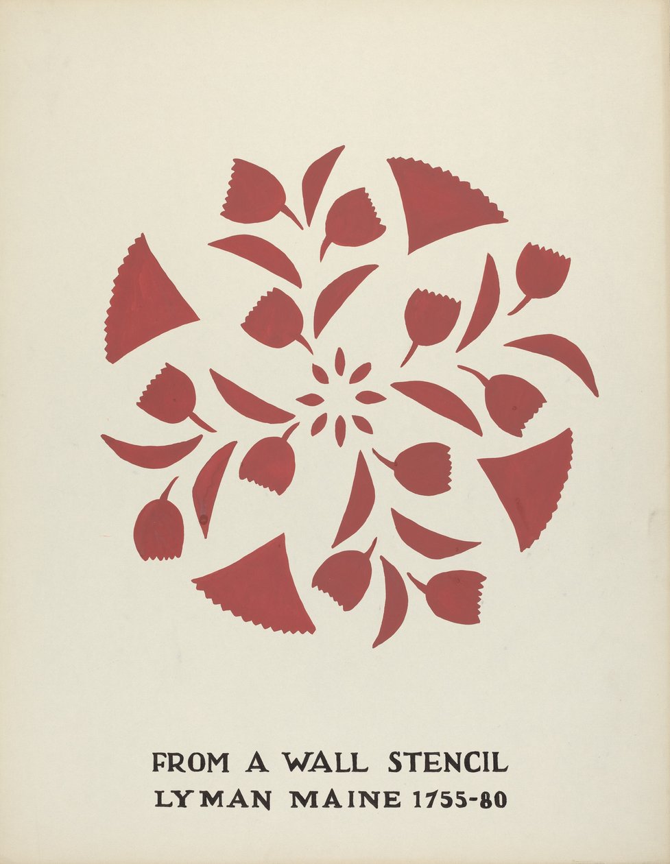 Design fra Lyman, Maine 1755-1780: Fra foreslått portefølje "Maine Wall Stencils" av Mildred E. Bent