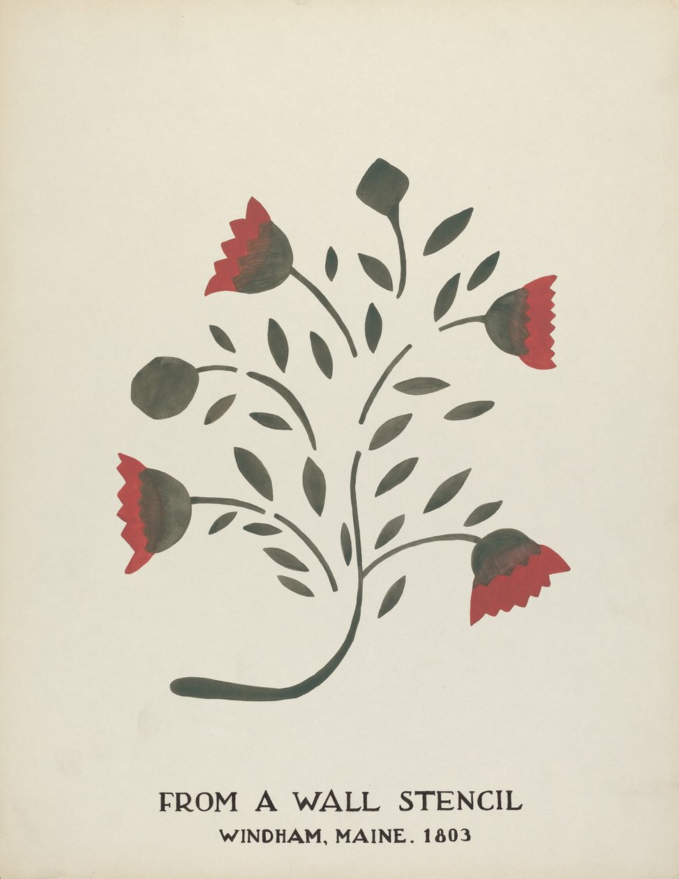 Design fra Windham, Maine 1803: Fra foreslått portefølje "Maine Wall Stencils" av Mildred E. Bent