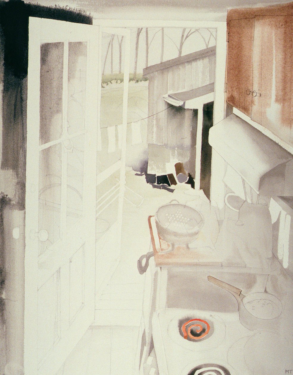 Komfyr og kjøkken, Connecticut (wc på papir) av Miles Contemporary Artist Thistlethwaite