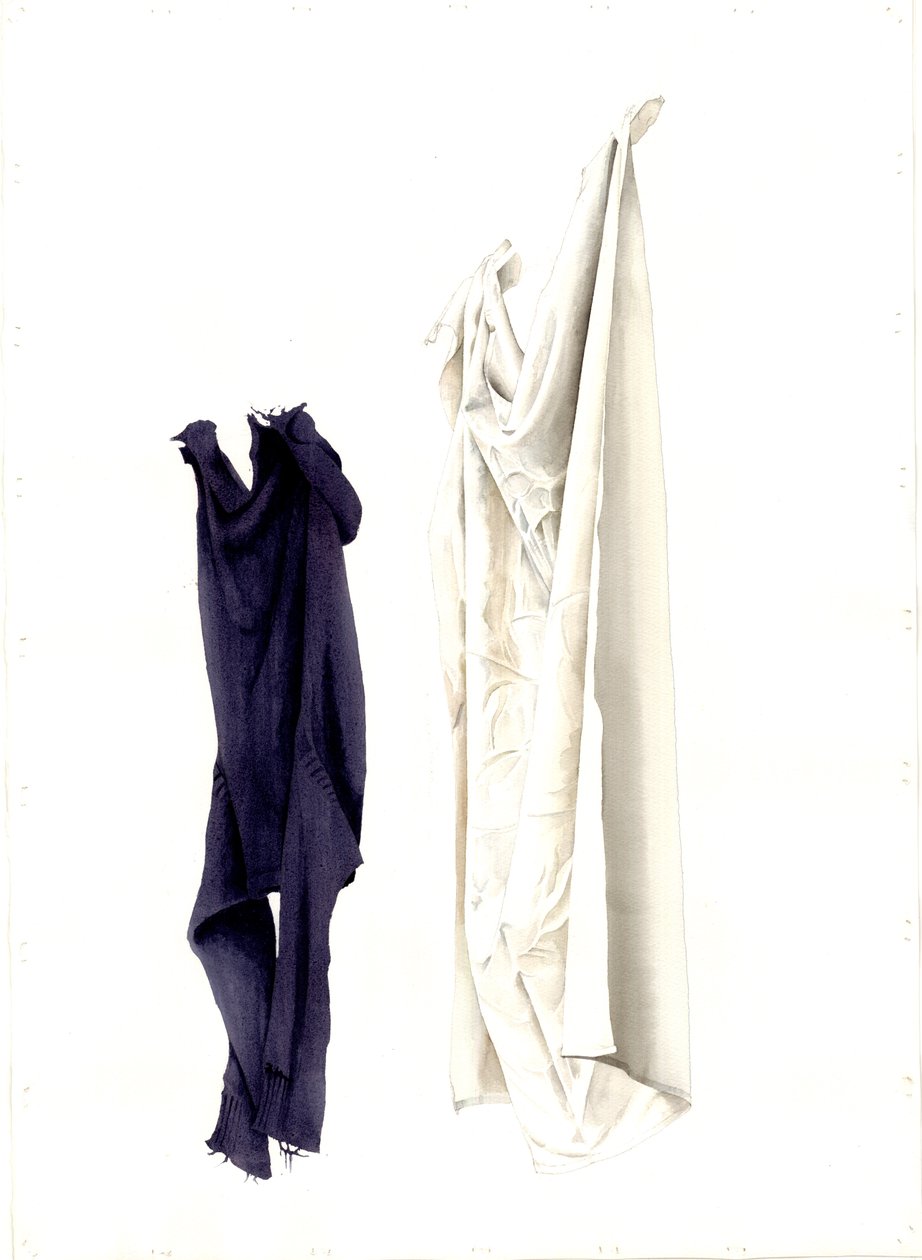 Cot Sheet og Old Guernsey, 2004 (wc på papir) av Miles Contemporary Artist Thistlethwaite