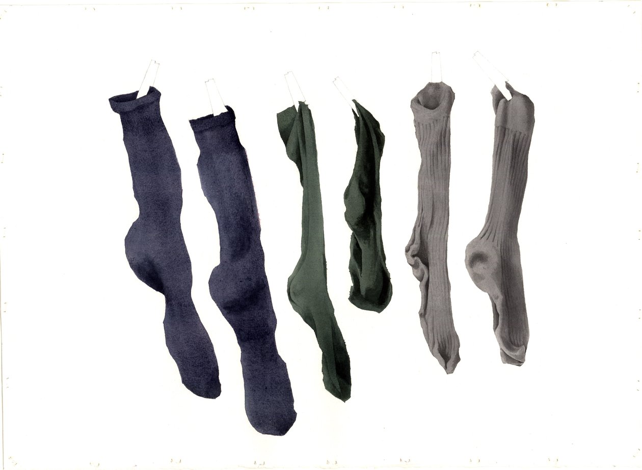 Six Socks, 2003 (wc på papir) av Miles Contemporary Artist Thistlethwaite