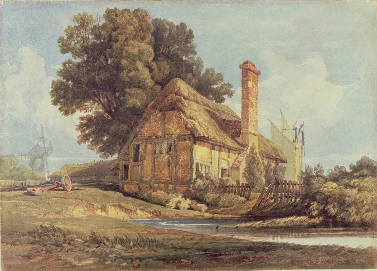 Hytte ved elvebredden av Miles Edmund Cotman