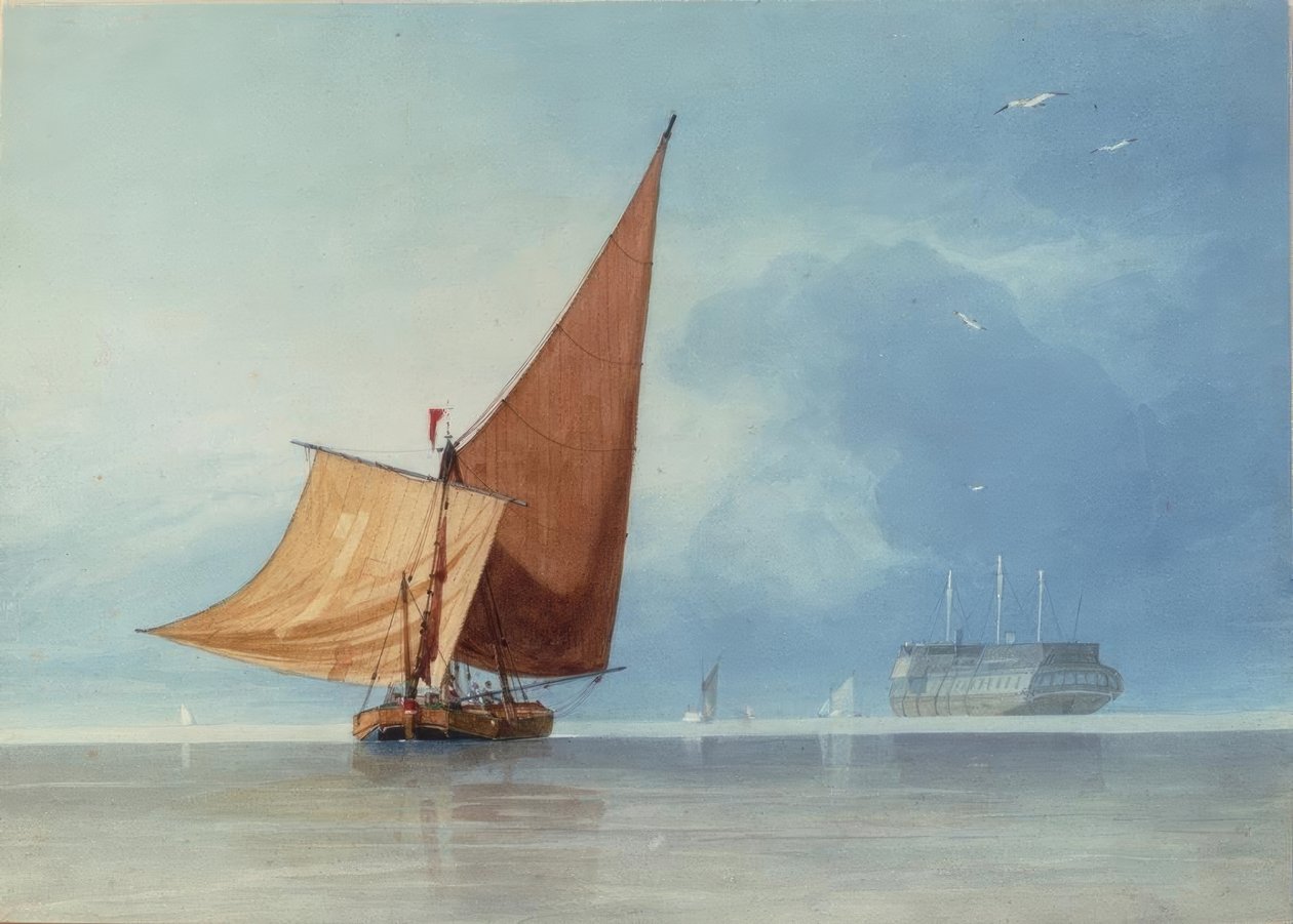 Frakt ved inngangen til Medway, Kent av Miles Edmund Cotman