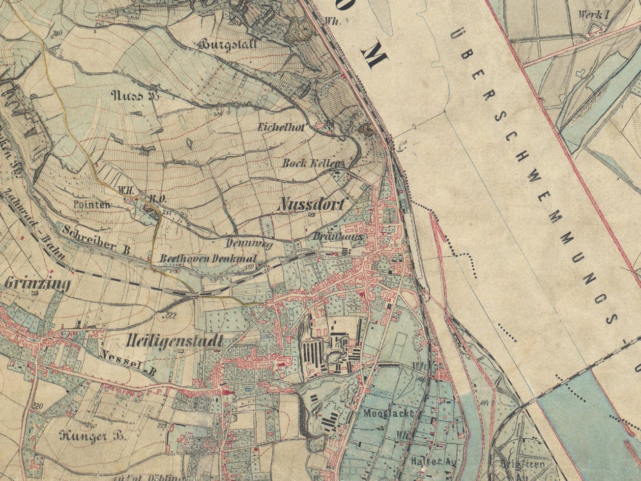 Kart over Nussdorf nær Wien, 1872 av Militärgeographisches Institut Österreichisch Ungarische Monarchie