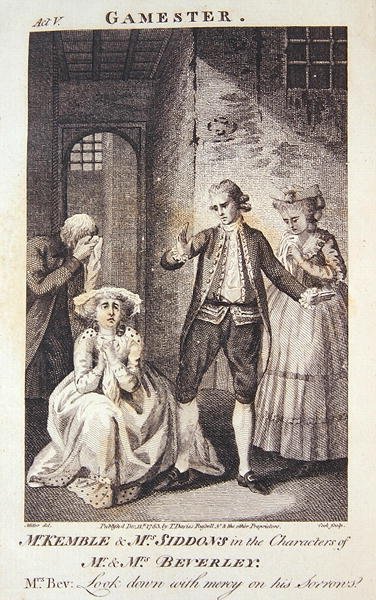 Mr Kemble og Mrs Siddons i karakterene til Mr og Mrs Beverley, frontispice til 