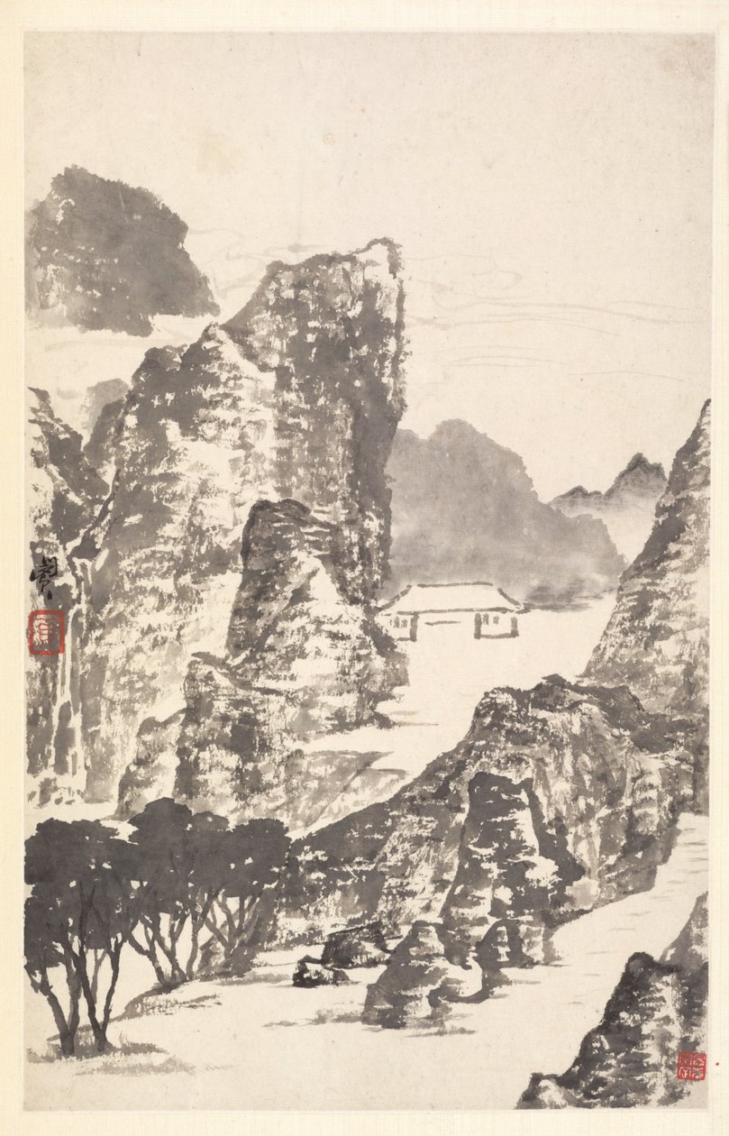 Landskap etter Mi Fu, 1788. av Min Zhen