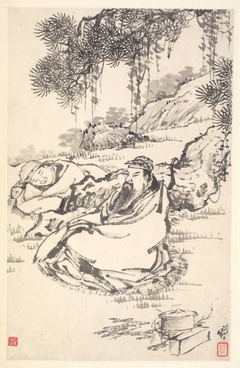 Lu Tong og tjener, 1788. av Min Zhen