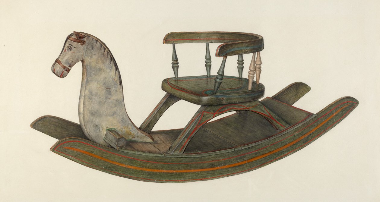 gyngehest, ca. 1940. av Mina Lowry