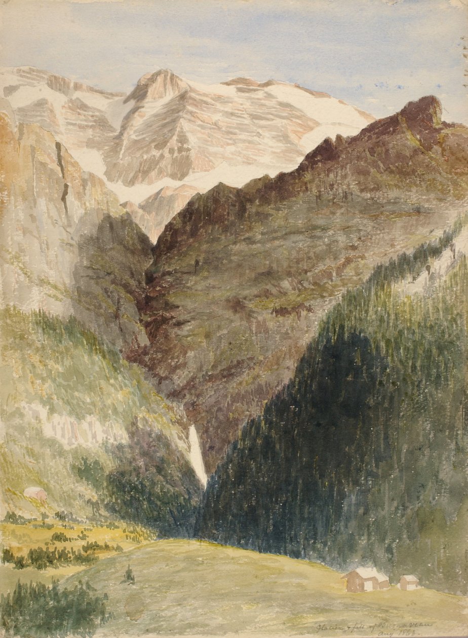 Glacier and Falls, 1863. av Miner Kilbourne Kellogg