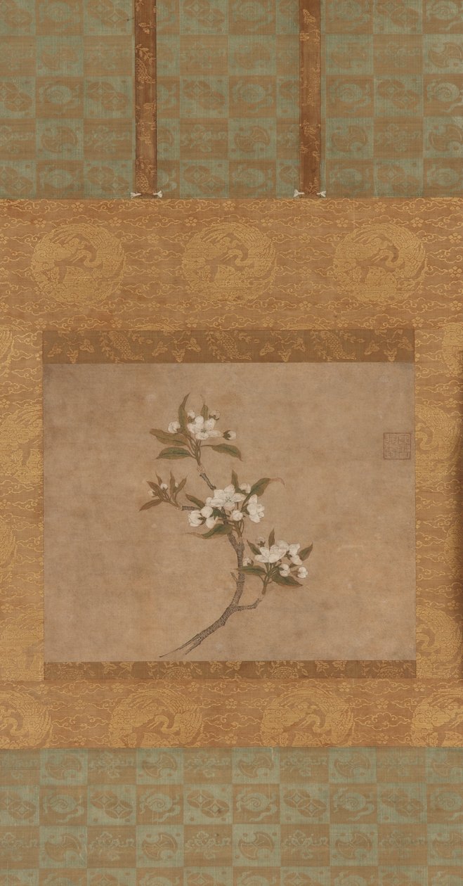 En gren av pæreblomster (blekk og farge på papir) av Ming Dynasty Chinese School