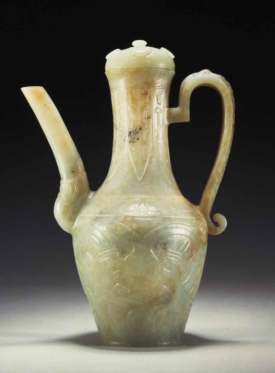 En sen Ming celadon jade ewer and cover (jade) av Ming Dynasty Chinese School