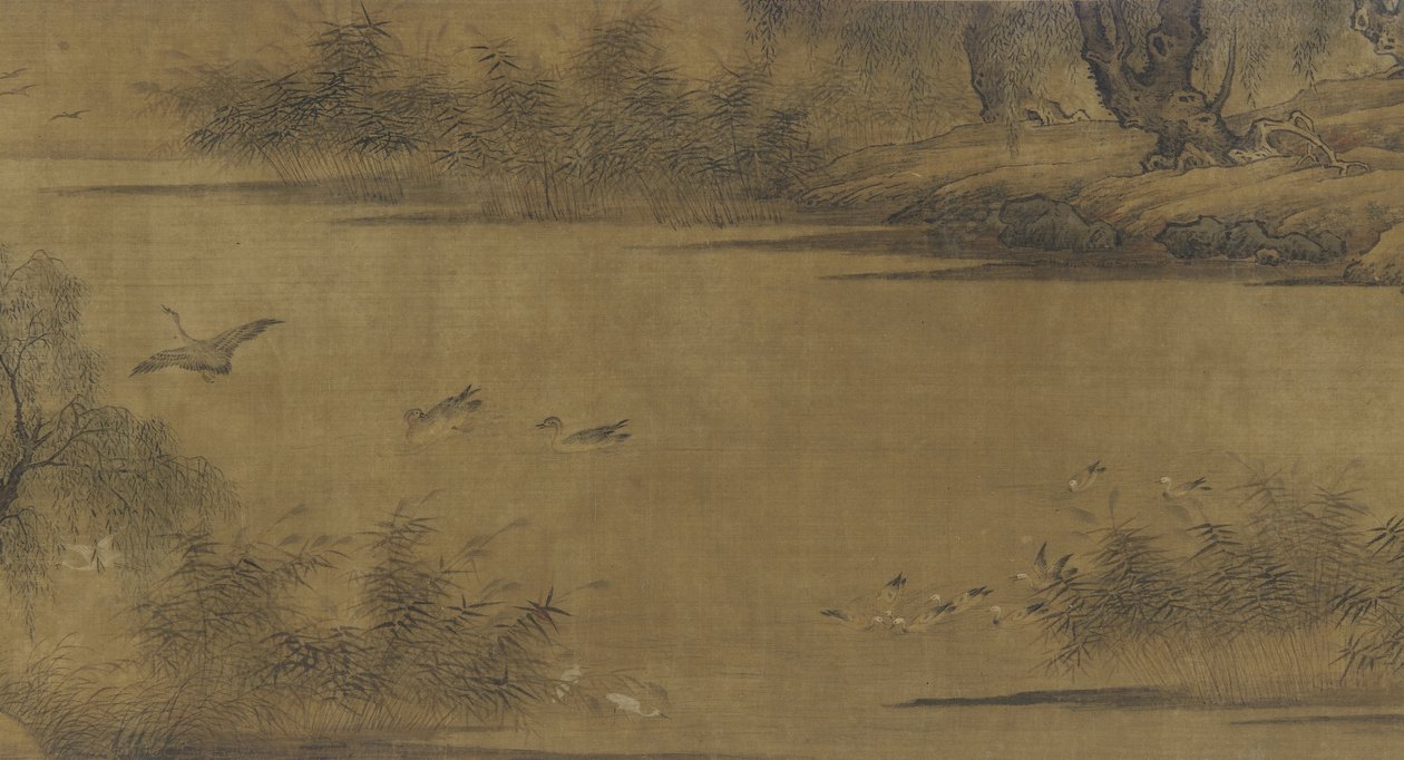Fugler på en høstdam av Ming Dynasty Chinese School