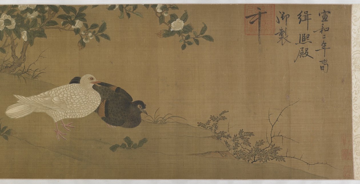 Kameliaer, duer og sangfugler av Ming Dynasty Chinese School