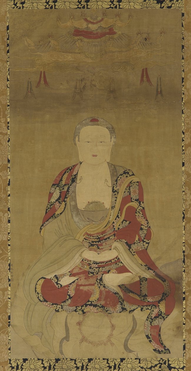 Dhyani Buddha (blekk og farge på papir) av Ming Dynasty Chinese School