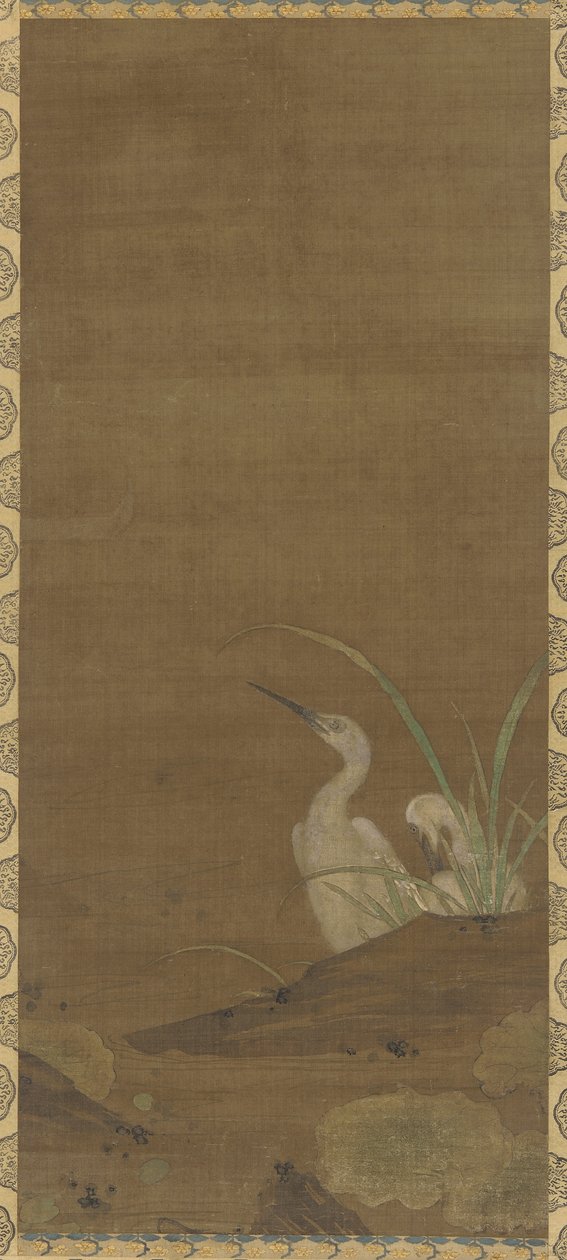 Hegre og vannplanter (blekk og farge på silke) av Ming Dynasty Chinese School